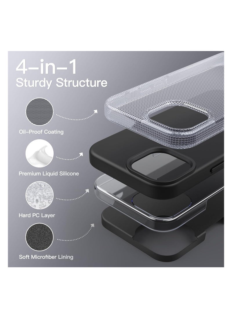 FITIT FITIT iPhone 15 Case, Magnetic Liquid Silicone Compatible with MagSAFE Charging Military Grade Drop Tested, Soft, Shockproof Protective Fiber Lining, Full Protection Cover-Black  - Image 5