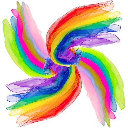 AIVIAI Dance Scarves 12 Colors 24 PCS Juggling Scarves for Kids Play Dancing Music Scarfs Colorful Silk Actives Scarves for Toddlers Children Movement - Image 1