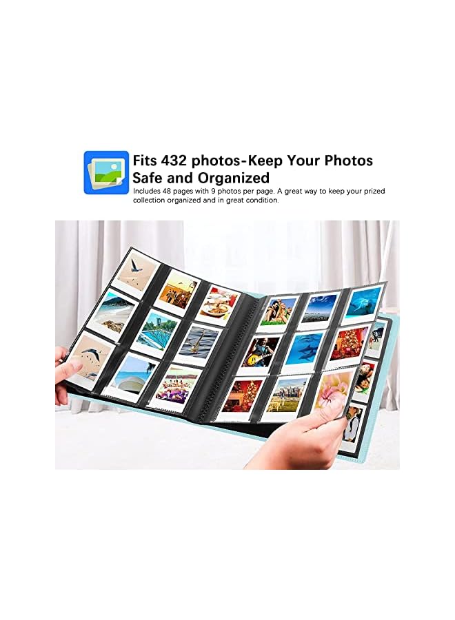 The Bros 432 Pockets Photo Album for Fujifilm Instax Mini Camera, for Polaroid Camera, for Fujifilm Instax Mini 11 90 70 9 8+ 8 LiPlay Instant Camera, for Polaroid Snap SnapTouch PIC-300 Z2300 Camera (Blue) - Image 2