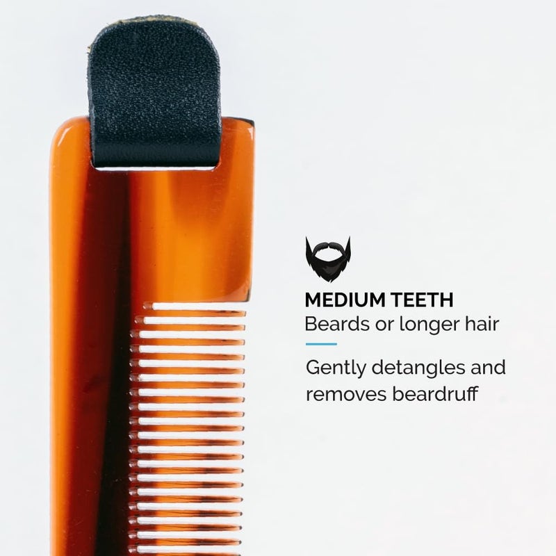 ZEUS Pocket Beard Comb with Leather Sheath, Handmade Saw-Cut Pocket Beard & Mustache Comb with Travel Storing Case (U11) - Image 4