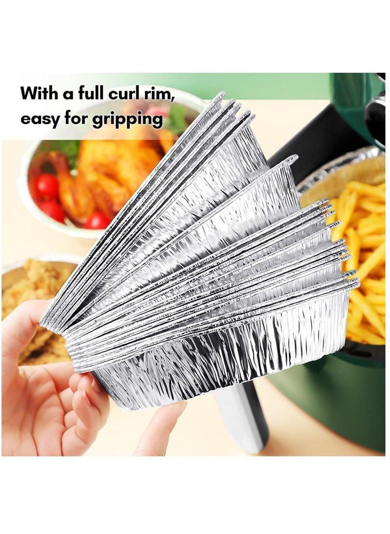 KASTWAVE - Aluminum Foil Tray Round,50pcs 6 Inch Round Aluminum Disposable Foil Pans Oil-Proof Aluminum Foil Tin Box, Pie Plates Foil Trays for Baking, Cooking, Oven, Air Fryer - Image 1