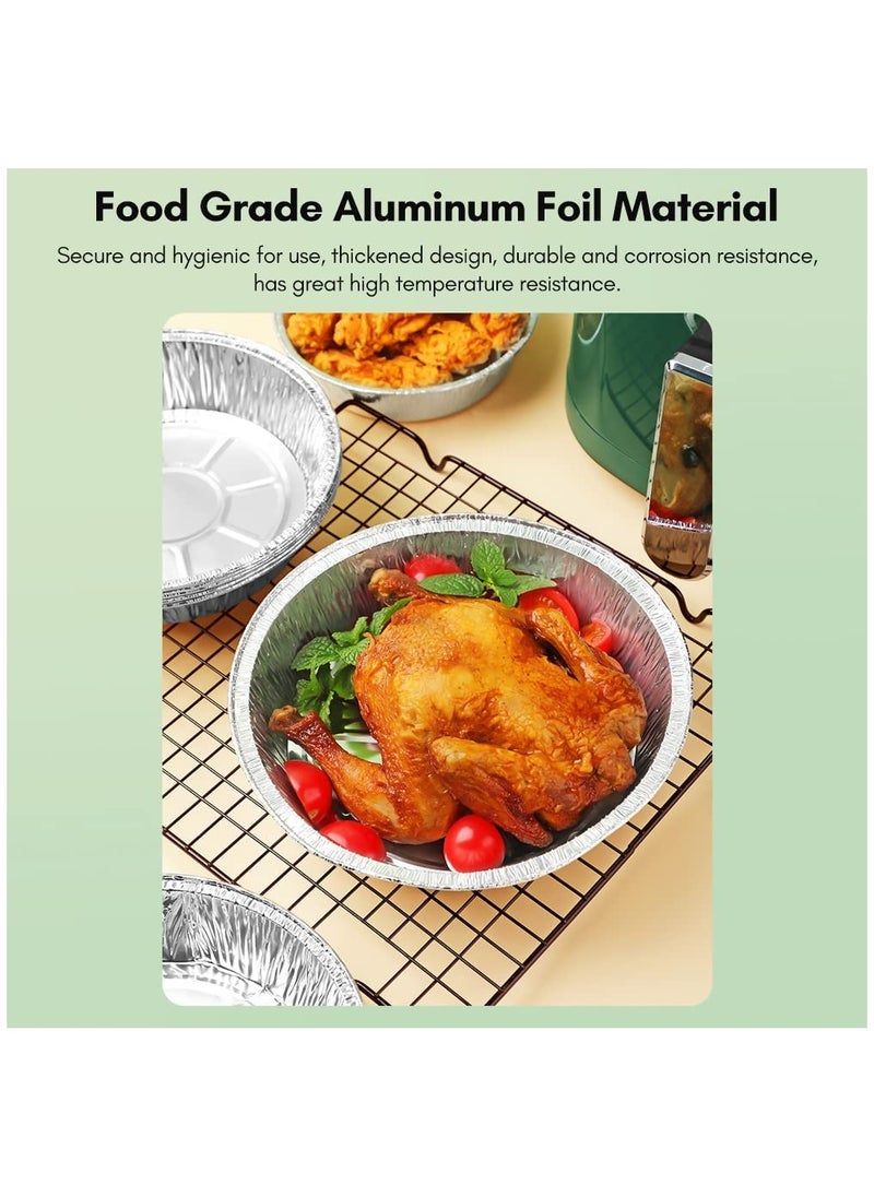 KASTWAVE - Aluminum Foil Tray Round,50pcs 6 Inch Round Aluminum Disposable Foil Pans Oil-Proof Aluminum Foil Tin Box, Pie Plates Foil Trays for Baking, Cooking, Oven, Air Fryer - Image 1