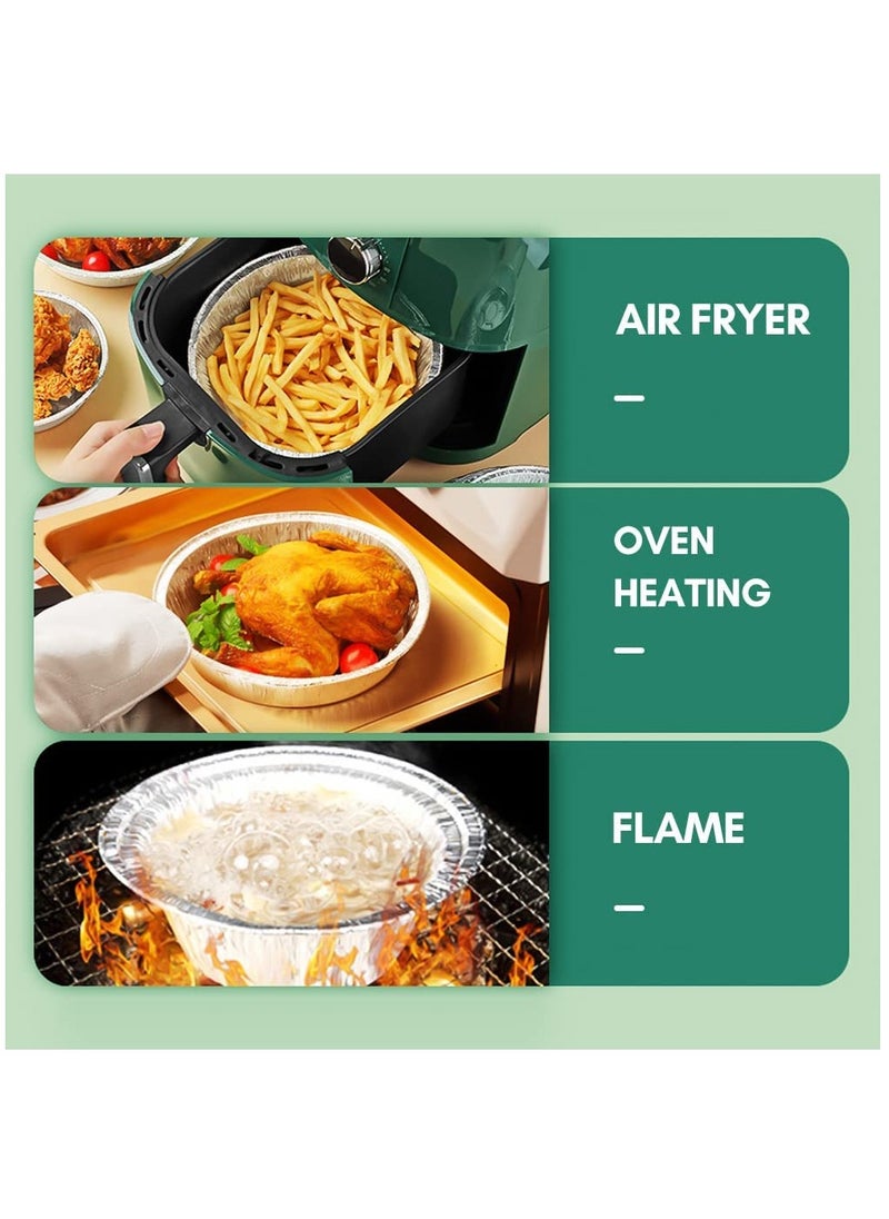 KASTWAVE - Aluminum Foil Tray Round,50pcs 6 Inch Round Aluminum Disposable Foil Pans Oil-Proof Aluminum Foil Tin Box, Pie Plates Foil Trays for Baking, Cooking, Oven, Air Fryer - Image 1