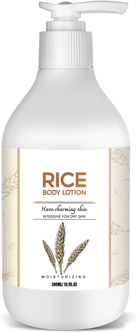 Rice Body Lotion for Dry Skin Body Moisturizer for Women Long Lasting Lightweight Daily Moisturizing Cream for Deep Hydration Silky Smooth Skin Care Gentle Improve Skin Texture
