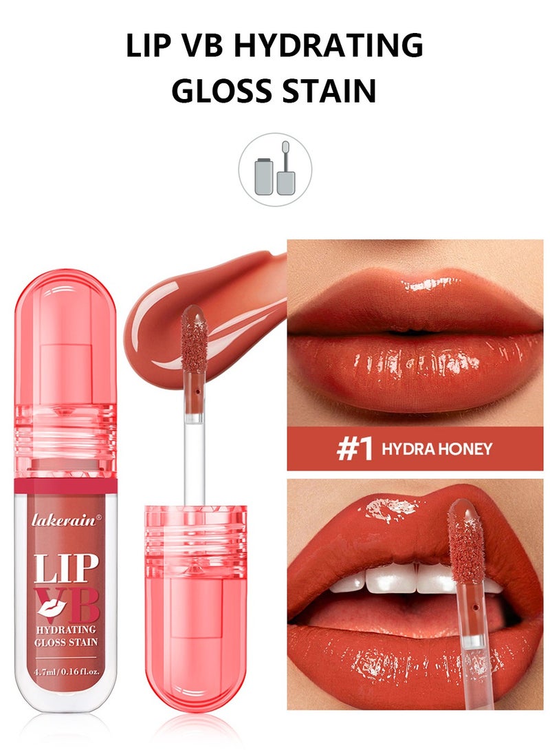 lakerain LIP VB Hydrating Gloss Stain – Lip Tint Gloss with 12HR Hydration Long-Lasting Moisture & Shine, Smooth Lip Stain with Glossy Finish, Non-Sticky, Rich Color for All Skin Tones (#1 HYDRA HONEY) - Image 2