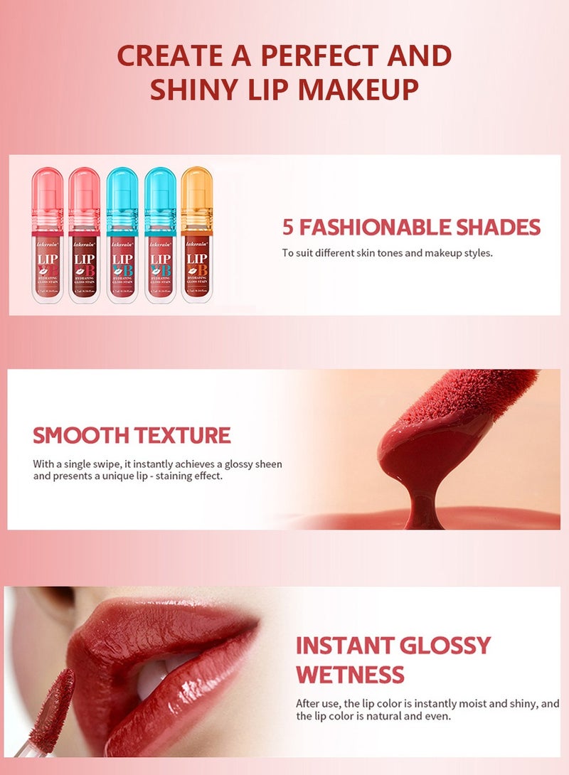 lakerain LIP VB Hydrating Gloss Stain – Lip Tint Gloss with 12HR Hydration Long-Lasting Moisture & Shine, Smooth Lip Stain with Glossy Finish, Non-Sticky, Rich Color for All Skin Tones (#1 HYDRA HONEY) - Image 4
