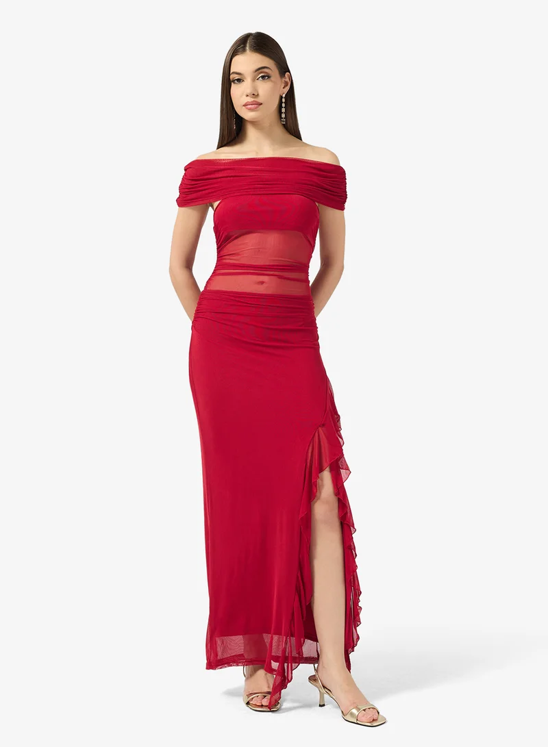 Ella  Off Shoulder Dress With Slit for Women | Best Price UAE