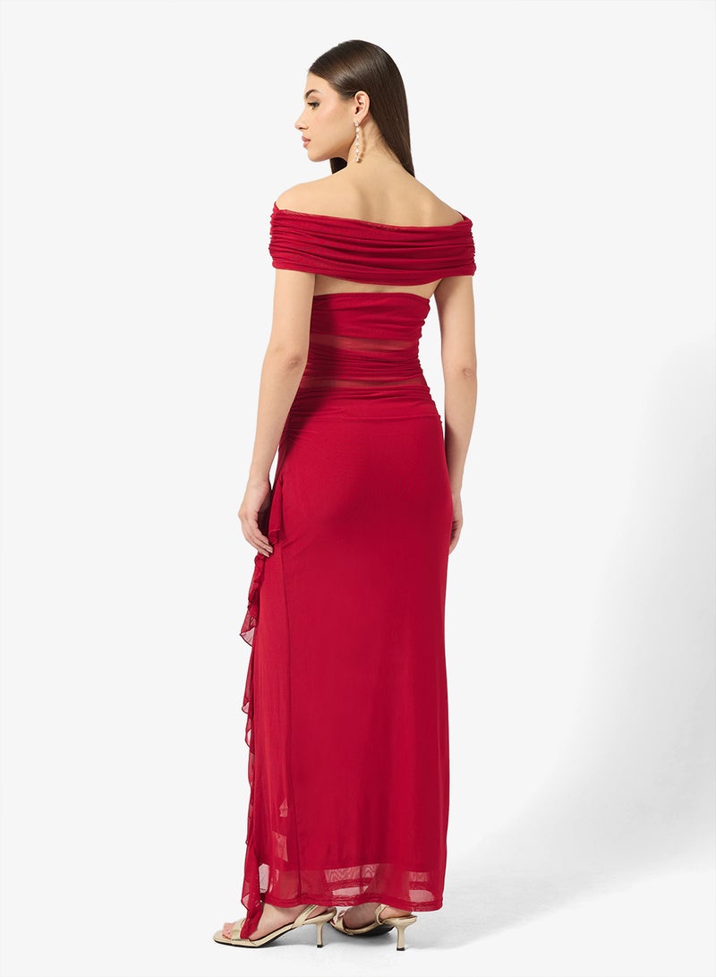 ELLA Off Shoulder Dress With Slit - Image 2