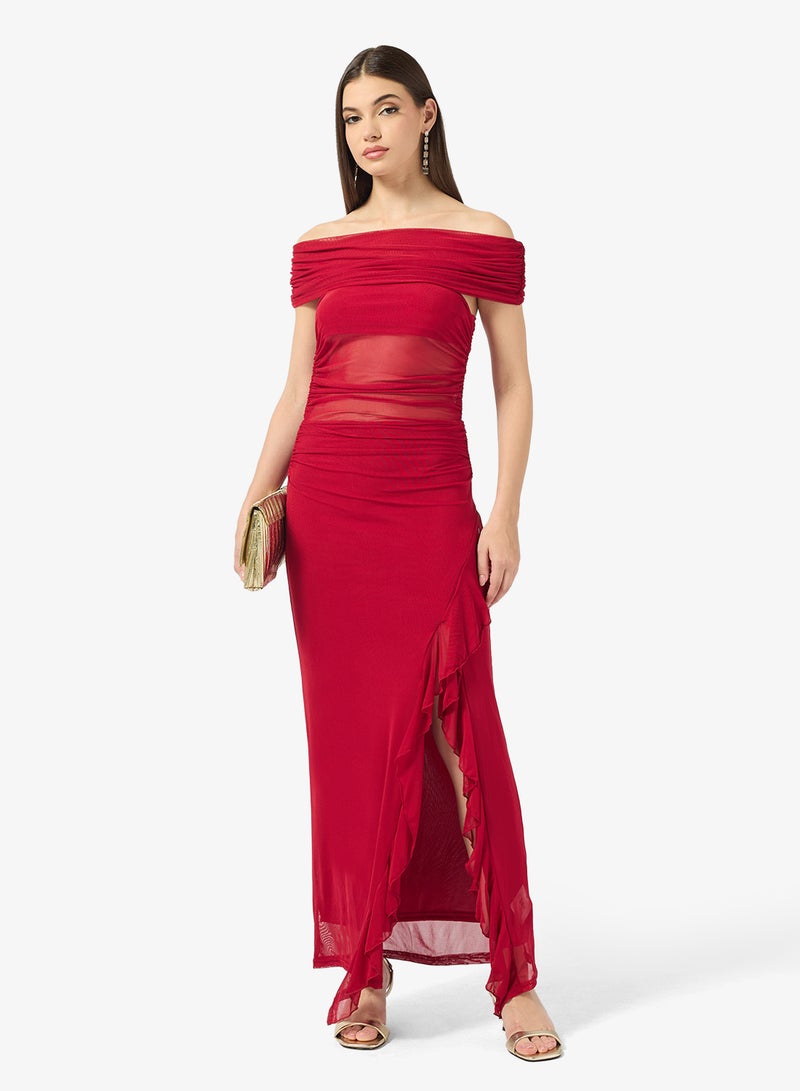ELLA Off Shoulder Dress With Slit - Image 1