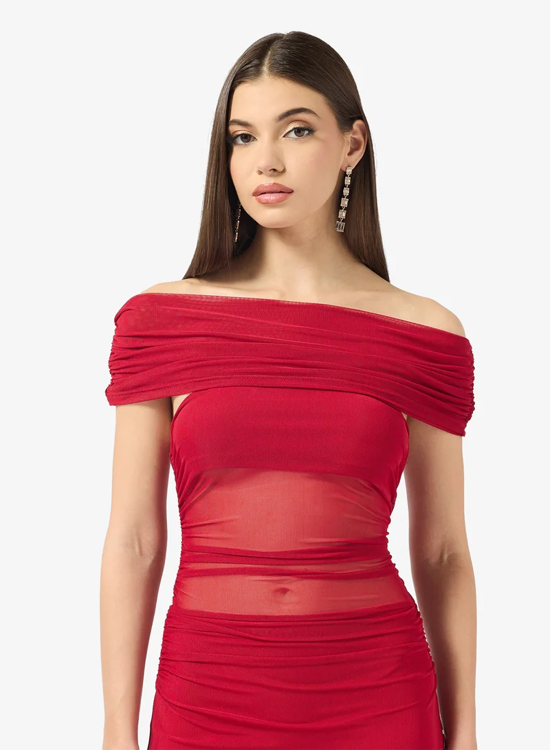 Ella  Off Shoulder Dress With Slit for Women | Best Price UAE