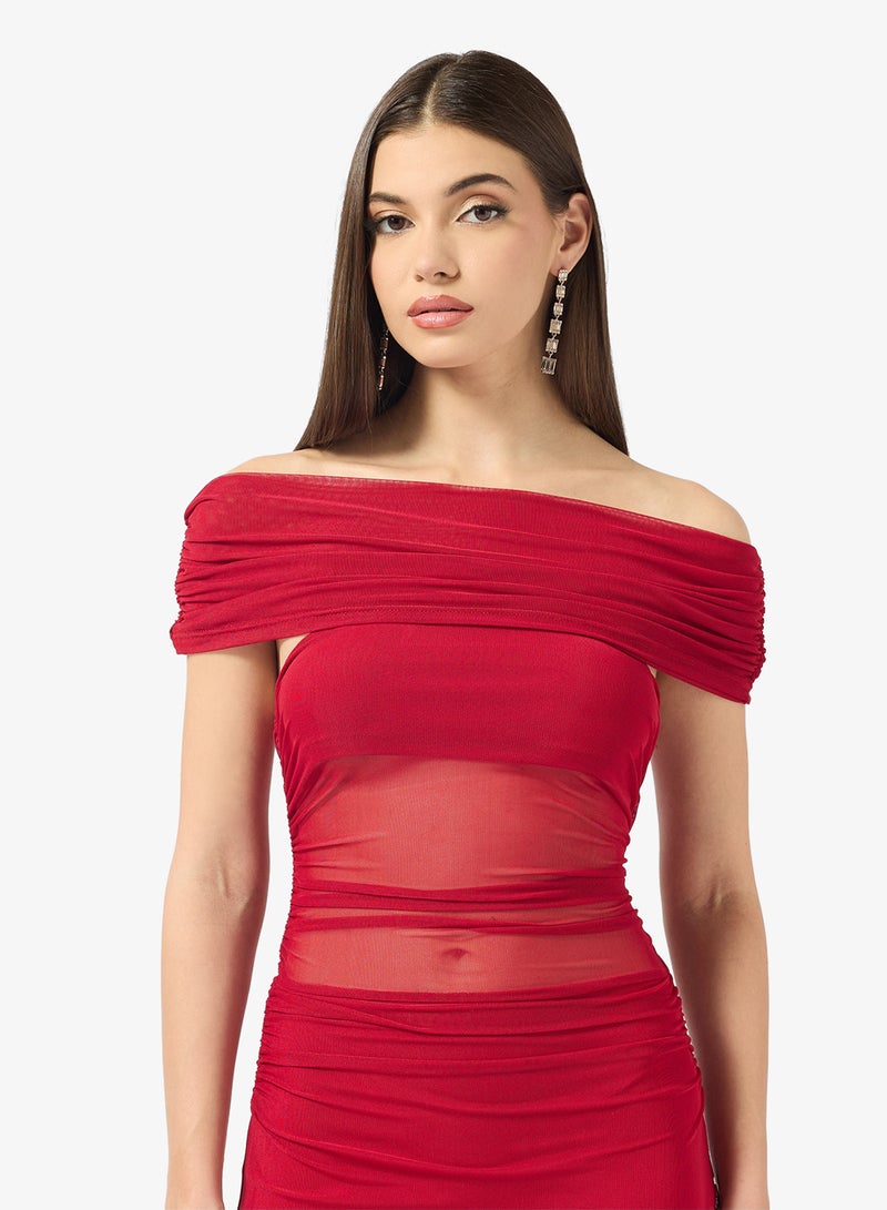 ELLA Off Shoulder Dress With Slit - Image 3