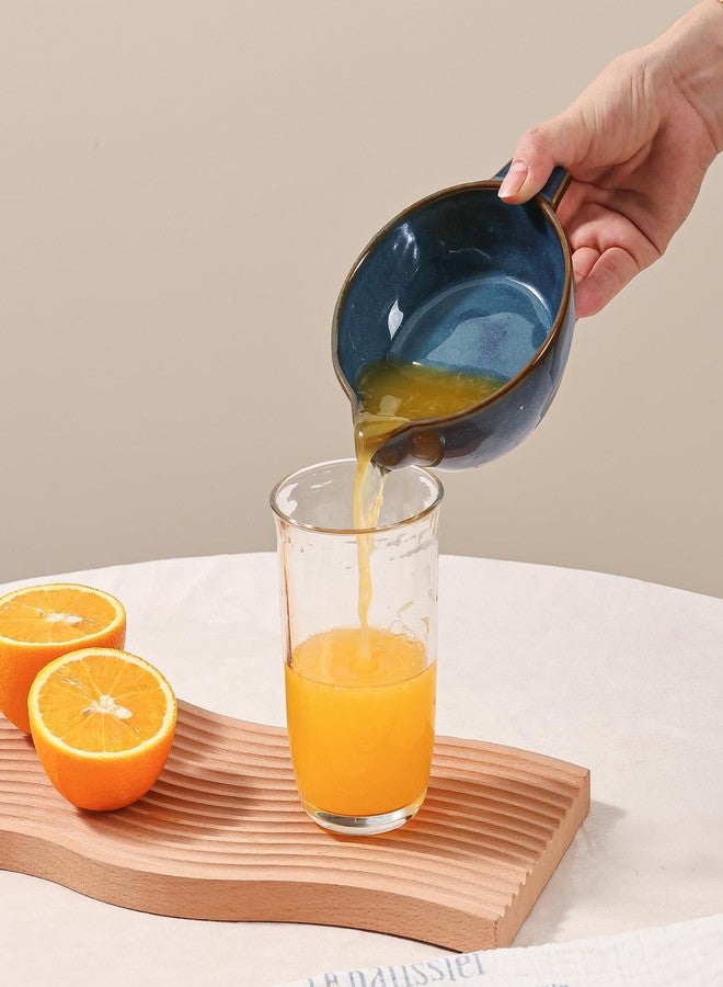 Tuioyoc Ceramic Citrus Lemon Orange Juicer Manual Squeezer, Hand Juicer Reamer Rotation Press with 6.8oz Bowl & Strainer Lid, Spout, Handle, Dishwasher Safe, Easy to Clean (Blue) - Image 4