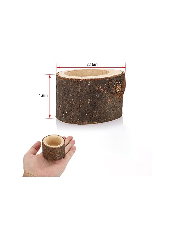 The Bros Wooden Candle Holders Votive Candle Holders, Rustic Wooden Pillar Candle Stands Vintage Wooden Tealight Holders Set Candle Centerpieces for Dining Table Wedding Party 12 Set - Image 3