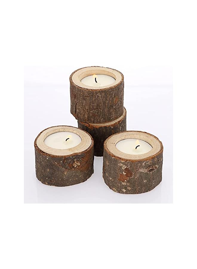 The Bros Wooden Candle Holders Votive Candle Holders, Rustic Wooden Pillar Candle Stands Vintage Wooden Tealight Holders Set Candle Centerpieces for Dining Table Wedding Party 12 Set - Image 5