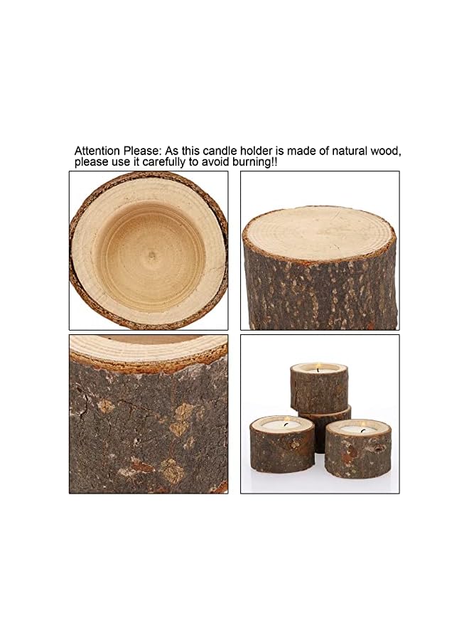 The Bros Wooden Candle Holders Votive Candle Holders, Rustic Wooden Pillar Candle Stands Vintage Wooden Tealight Holders Set Candle Centerpieces for Dining Table Wedding Party 12 Set - Image 4