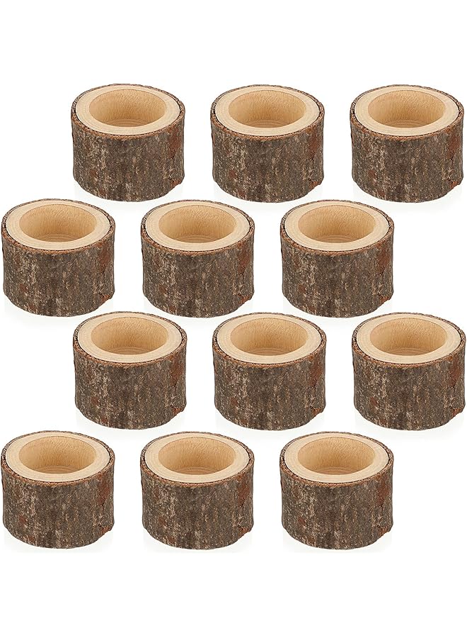 The Bros Wooden Candle Holders Votive Candle Holders, Rustic Wooden Pillar Candle Stands Vintage Wooden Tealight Holders Set Candle Centerpieces for Dining Table Wedding Party 12 Set - Image 1