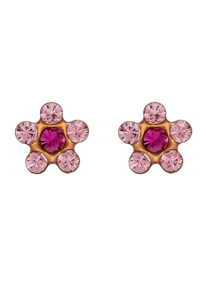 Studex Daisy Light Rose Fuchsia 24K Pure Gold Plated Ear Studs - Image 1