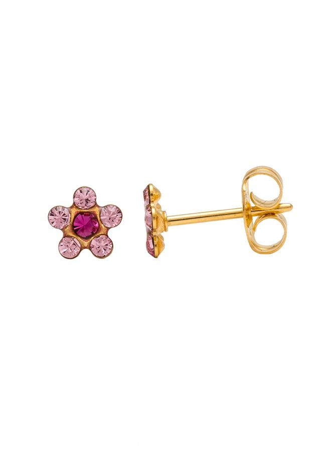Studex Daisy Light Rose Fuchsia 24K Pure Gold Plated Ear Studs - Image 3