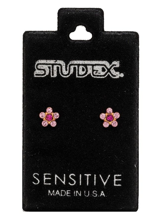 Studex Daisy Light Rose Fuchsia 24K Pure Gold Plated Ear Studs - Image 5