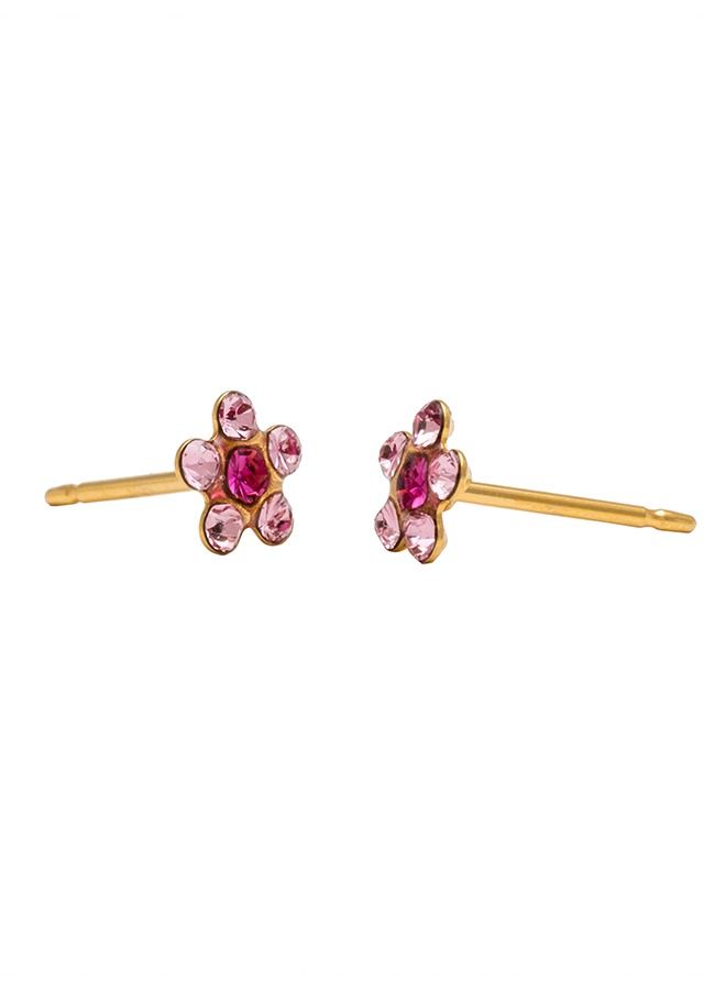Studex Daisy Light Rose Fuchsia 24K Pure Gold Plated Ear Studs - Image 4