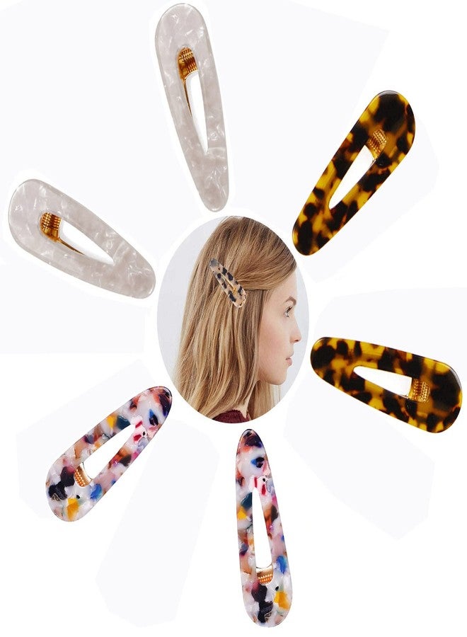 DealFry Fashion Acrylic Hair Clips Non-Slip Large Korean Barrettes Geometric Acrylic Resin Alligator Hair Clip Hair Pins Barrettes for Women Ladies Hair Accessories Styling Tool (PATTERN-3 | 6 Pcs) - Image 1
