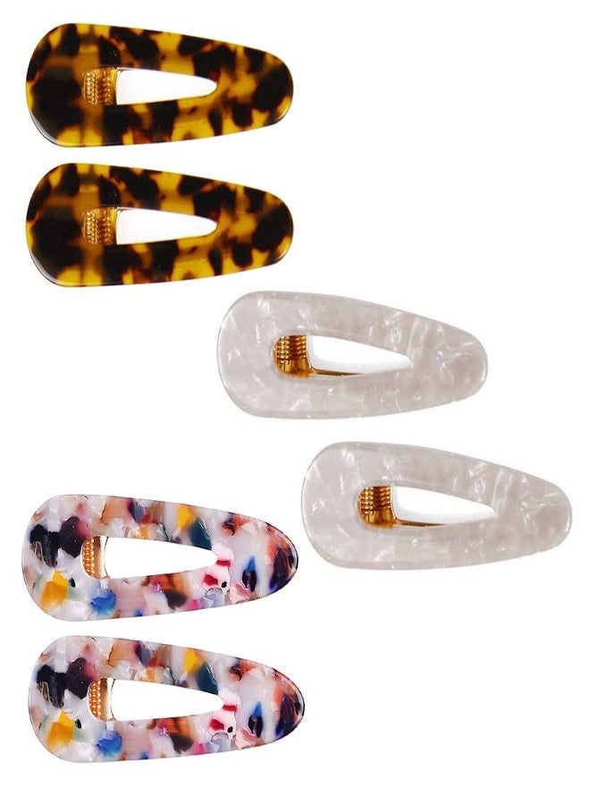DealFry Fashion Acrylic Hair Clips Non-Slip Large Korean Barrettes Geometric Acrylic Resin Alligator Hair Clip Hair Pins Barrettes for Women Ladies Hair Accessories Styling Tool (PATTERN-3 | 6 Pcs) - Image 3