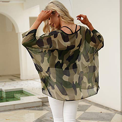 Ckikiou Plus Size Batwing Flowy Semi Sheer Chiffon Blouse Tunic for Women Summer Floral Print Boho Beach Cover ups - Image 4