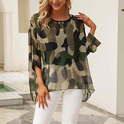 Ckikiou Plus Size Batwing Flowy Semi Sheer Chiffon Blouse Tunic for Women Summer Floral Print Boho Beach Cover ups - Image 3