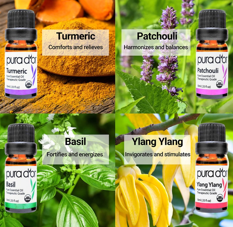 PURA D'OR Organic Sweet16 Essential Oils Set - 16x 10mL Wood Box Aromatherapy Gift Set - 100% Pure Therapeutic Grade for Relaxation and Wellness (Lavender, Rosemary, Turmeric, Ylang Ylang & More) - Image 3