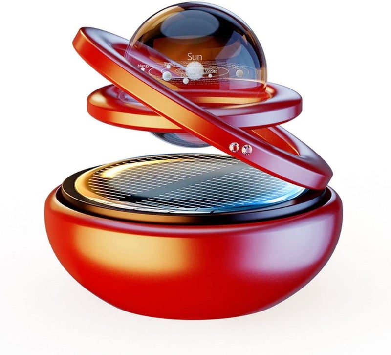 Car solar air freshener, rotatable air purifier aromatherapy, diffuser. Car decoration accessories for car and home interior fragrance (Red)
