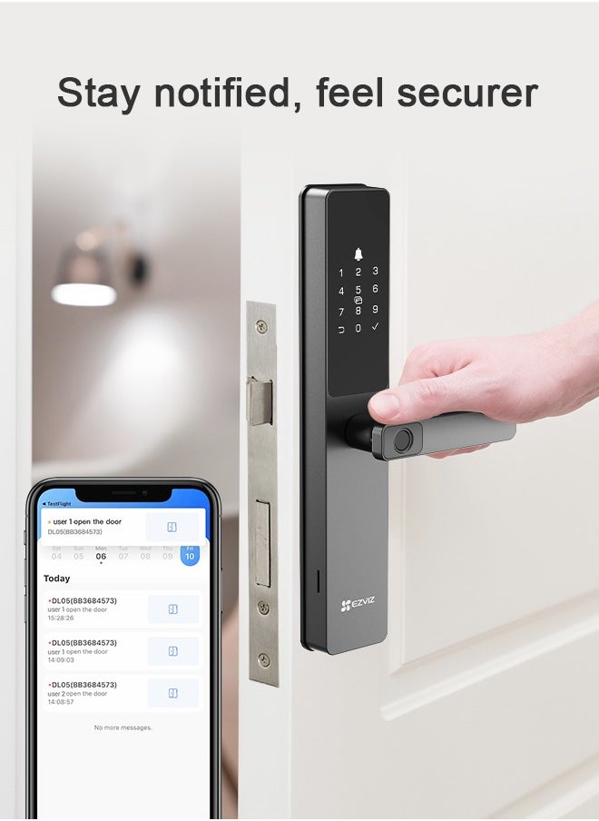 إيزفيز - قفل ذكي EZVIZ DL05 7 في 1، قفل باب دخول بدون مفتاح، دخول آمن بدون مفتاح، تنبيهات فورية، قفل أمان للأطفال مقاوم للعوامل الجوية للمنزل والشقق والفيلات والمكتب والفندق (5085) - Image 1