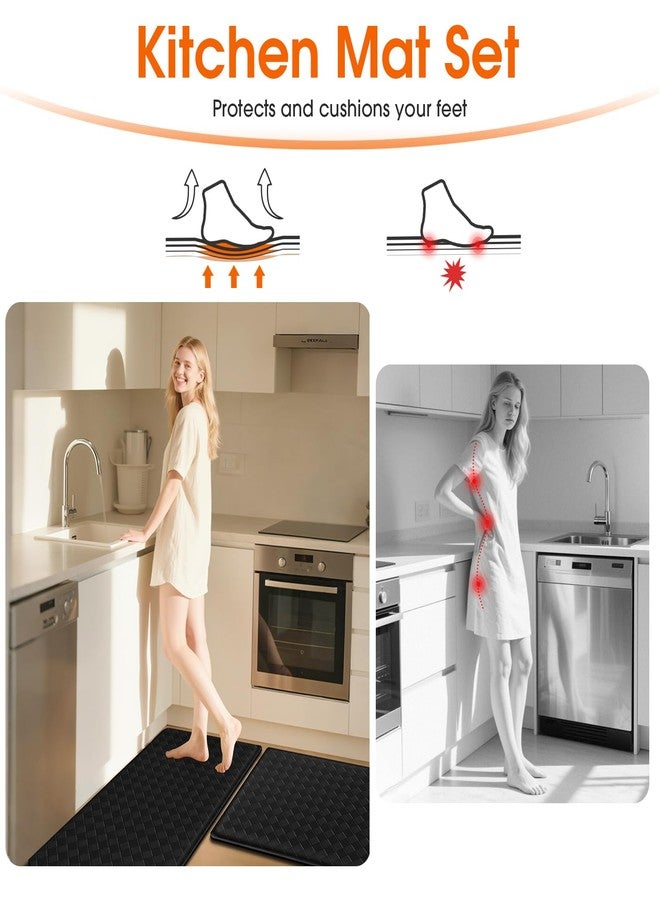TranquilRelax Kitchen Mats, 2PCS Kitchen Rugs, Cushioned Anti Fatigue Kitchen Mats for Floor, Non-Slip Standing Desk Mat, Waterproof Kitchen Rug Set for Kitchen Floor Office,17.3"×30"+17.3"×47" Black - Image 5