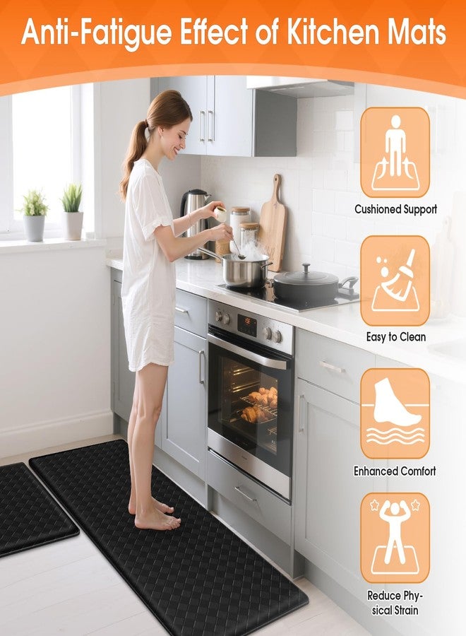 TranquilRelax Kitchen Mats, 2PCS Kitchen Rugs, Cushioned Anti Fatigue Kitchen Mats for Floor, Non-Slip Standing Desk Mat, Waterproof Kitchen Rug Set for Kitchen Floor Office,17.3"×30"+17.3"×47" Black - Image 3