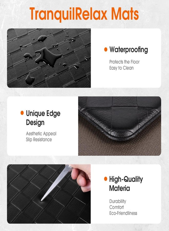 TranquilRelax Kitchen Mats, 2PCS Kitchen Rugs, Cushioned Anti Fatigue Kitchen Mats for Floor, Non-Slip Standing Desk Mat, Waterproof Kitchen Rug Set for Kitchen Floor Office,17.3"×30"+17.3"×47" Black - Image 4