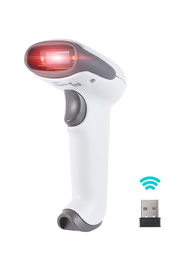 NIBEMINENT Handheld Bluetooth Wireless And Wired Bar Code Scanner White  - Image 1