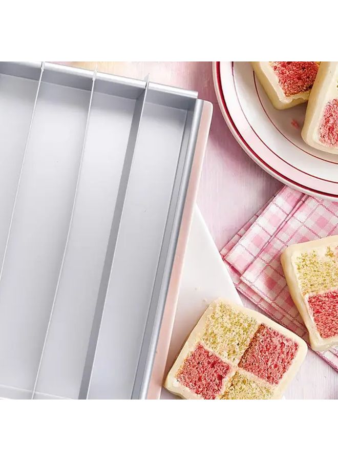 12x8 Inch Nonstick Aluminum Alloy Battenberg Cake Pan with Dividers - Image 2
