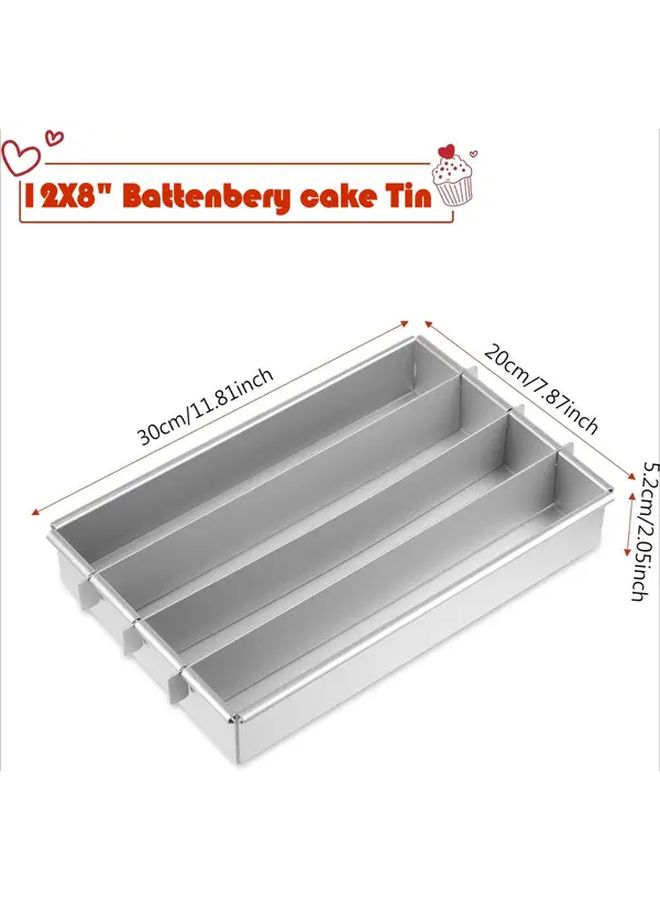 12x8 Inch Nonstick Aluminum Alloy Battenberg Cake Pan with Dividers - Image 3