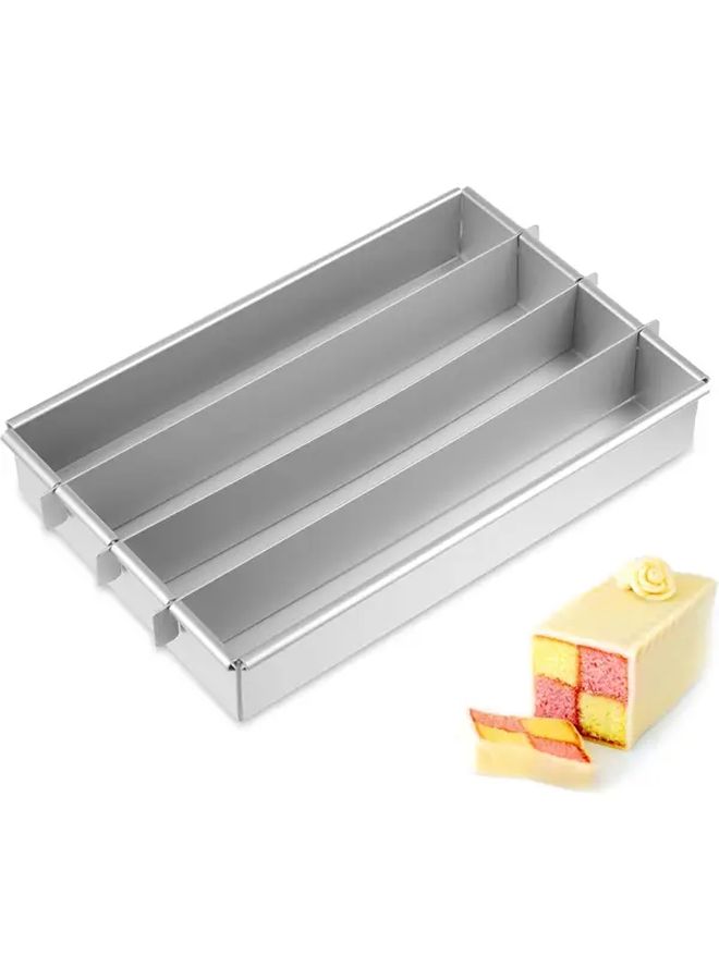12x8 Inch Nonstick Aluminum Alloy Battenberg Cake Pan with Dividers - Image 1
