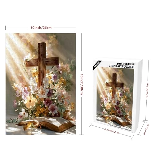 Ulord Great Jigsaw Puzzles for Adults 300 Pieces Religious Cross with Daisy Flowers Puzzles for Adults Toys Gift Family Decoration Kids Puzzle - Image 5