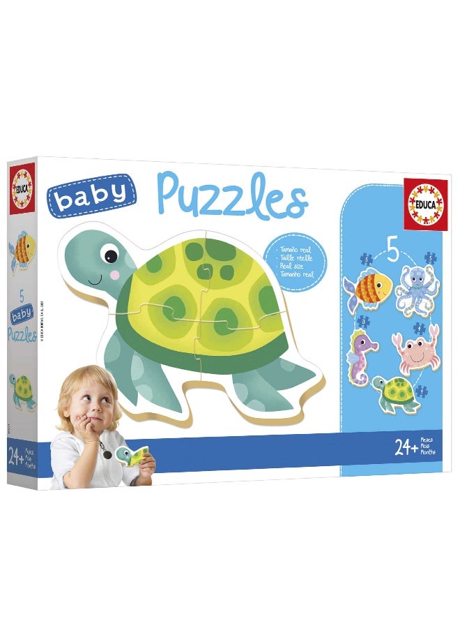 EDUCA لعبة الأطفال - 5 ألغاز تقدمية - حيوانات مائية - 21 قطعة إجمالية - للأعمار 24 شهرًا وما فوق (19951) - Image 2