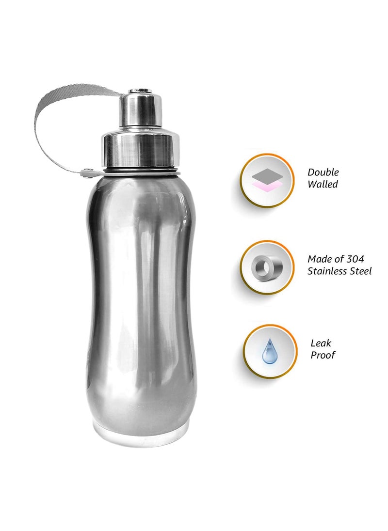 Kuber Industries Kuber Industries Stainless Steel Insulated Water Bottle With Strainer For Home & Traveling, 750ML (Silver) 54KM4319  - Image 2