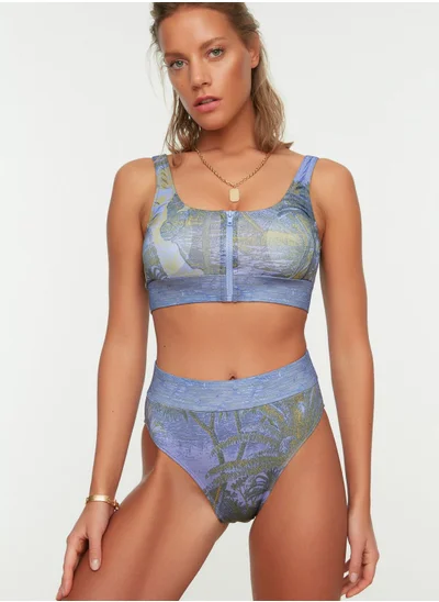 trendyol High Waist Printed Bikini Bottom