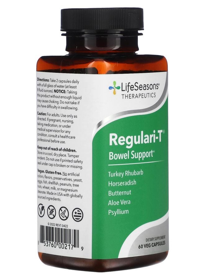 LifeSeasons Regulari-T Bowel Support 60 Veg Capsules - Image 2