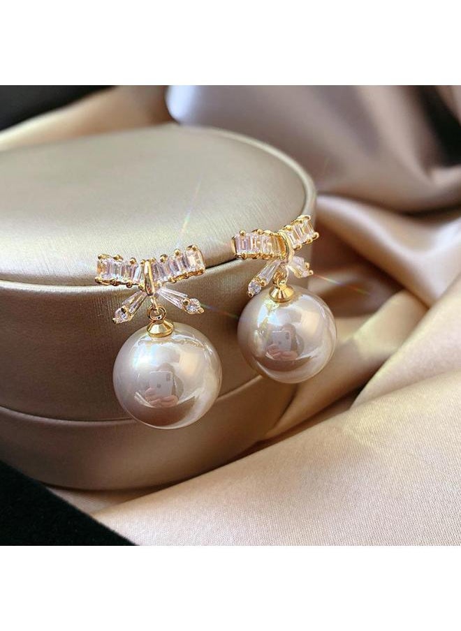 نيبمينينت Gold Zircon Earrings Light Luxury Long Butterfly Tassel Silver Pin Fashion All-match High-grade 