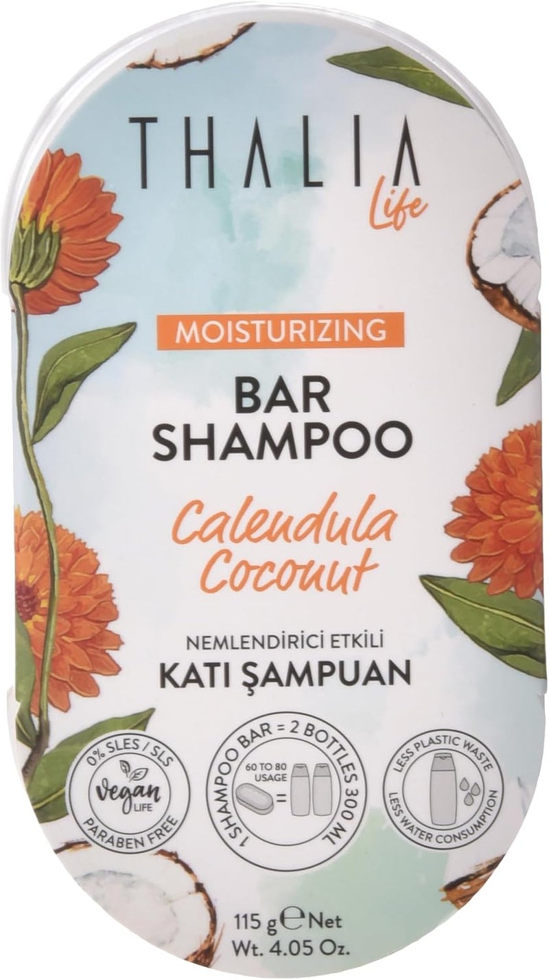 THALIA Calendula and Coconut Moisturizing Shampoo Bar 115 g - Image 1