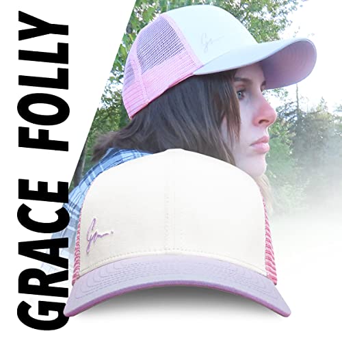Grace Folly Beach Trucker Hats for Women- Snapback Baseball Cap for Summer (Classic Pink & Lilac) - Image 4