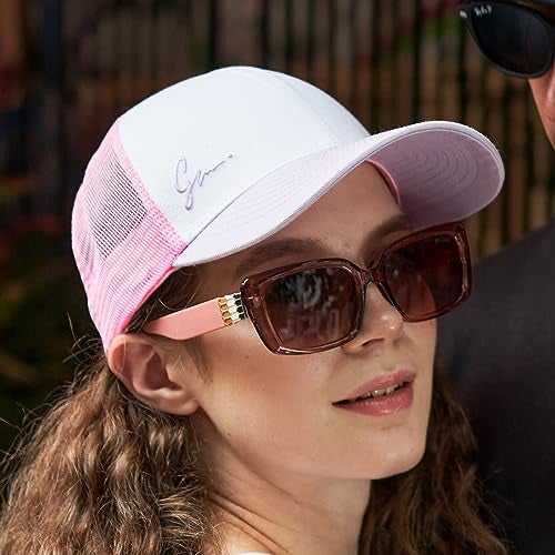 Grace Folly Beach Trucker Hats for Women- Snapback Baseball Cap for Summer (Classic Pink & Lilac) - Image 3