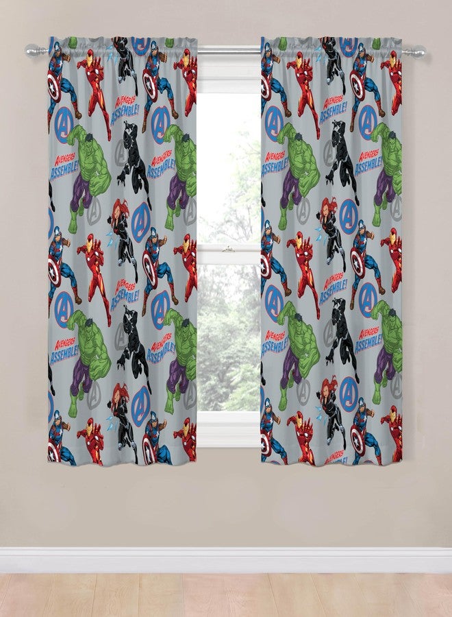 Jay Franco Window Curtains for Kids Bedroom 4-Piece Drape Set with 2 Tiebacks, Grey - Avengers, 42" W x 63" L (Pack of 2) - Image 2