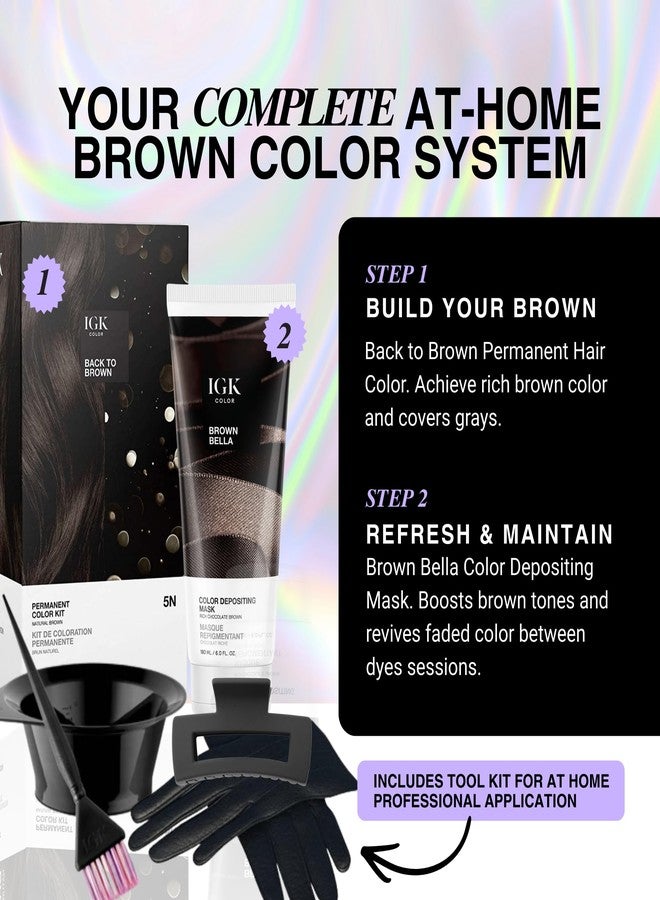 أي جي كي نظام صبغة الشعر البني المنزلي من IGK | لون دائم، قناع منعش للون الشعر وأدوات | لون يدوم طويلاً، انتعاش للون الشعر ولمعان غني - Image 4