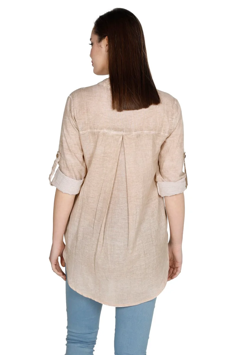 Eliş Şile Bezi Long Sleeve Şile Cloth Acacia Blouse Soil Tprk